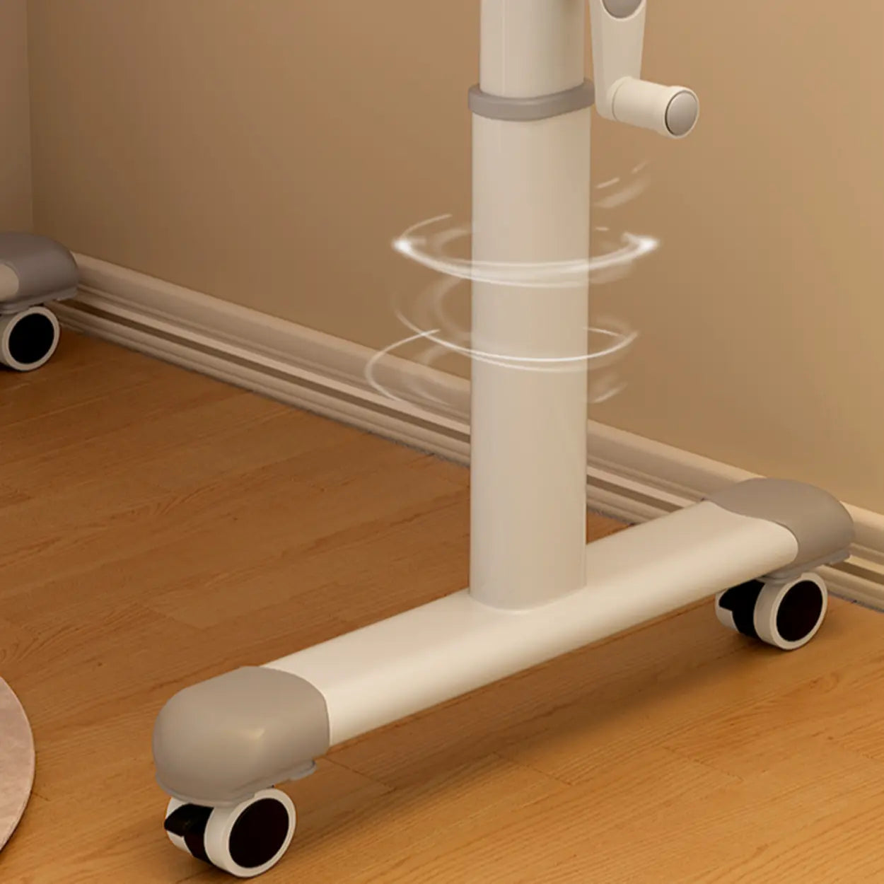 Single Adjustable Wood Computer Desk with Casters — Grey / Table Only