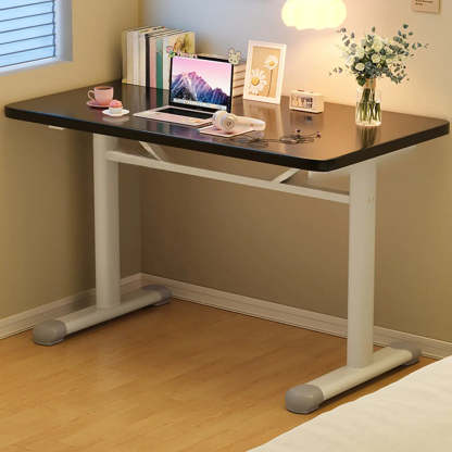 Single Adjustable Wood Computer Desk with Casters — Grey / Table Only