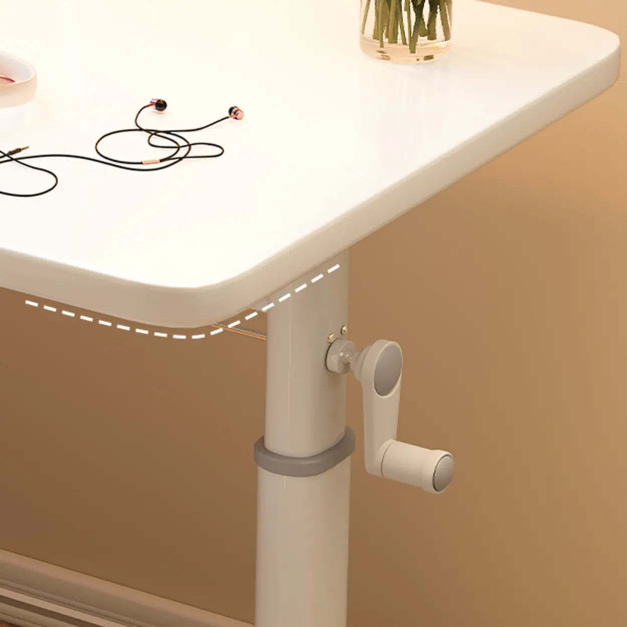 Single Adjustable Wood Computer Desk with Casters — Grey / Table Only