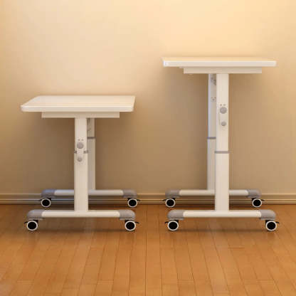 Single Adjustable Wood Computer Desk with Casters — Black / Table Only