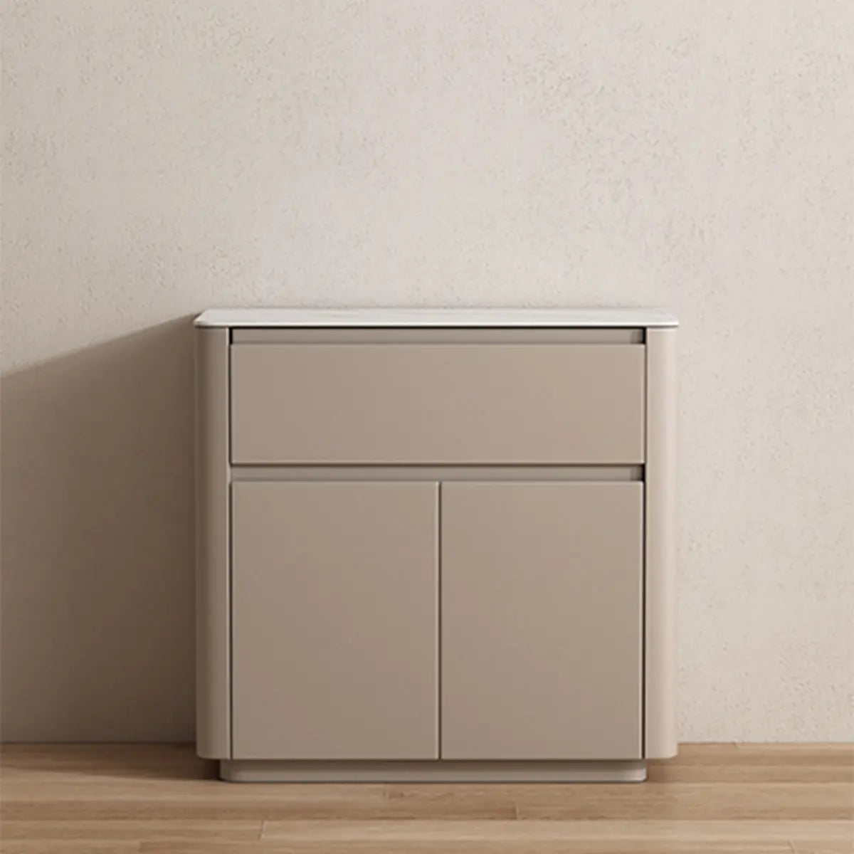 White modern top home display cabinets — 47" L x 16" W x 33" H