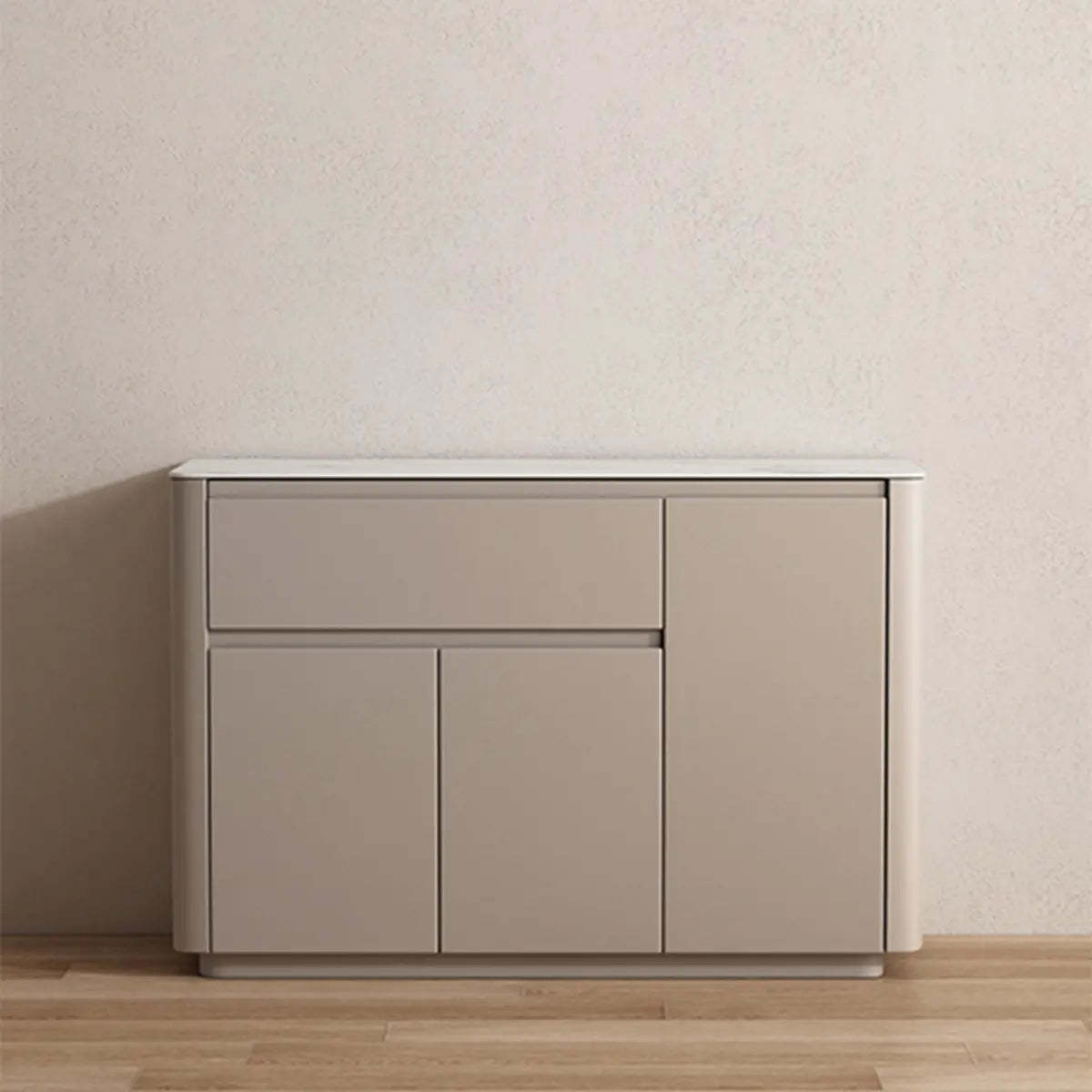 Sintered Stone Top White Wood Drawer Buffet