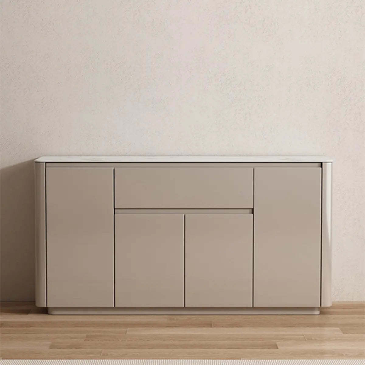 Sintered Stone Top White Wood Drawer Buffet