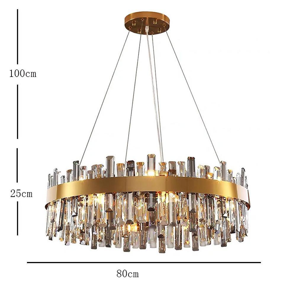 8 Light Modern Crystal Chandelier Industrial Brass Chandelier-Lighom