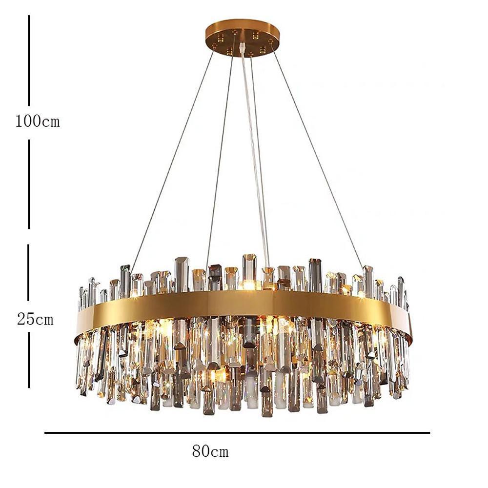 8 Light Modern Crystal Chandelier Industrial Brass Chandelier-Lighom
