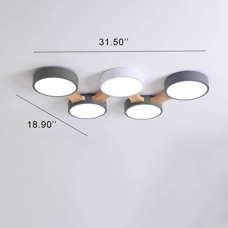 Modern Macaron Circle 3/4/5/8-Light LED Flush Mount