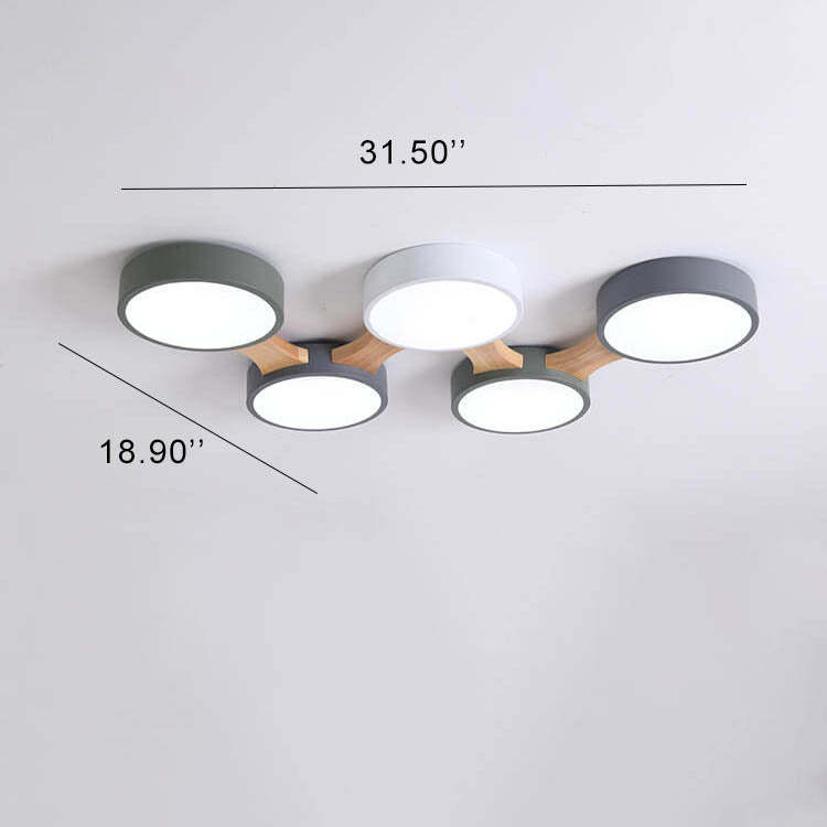 Modern Macaron Circle 3/4/5/8-Light LED Flush Mount