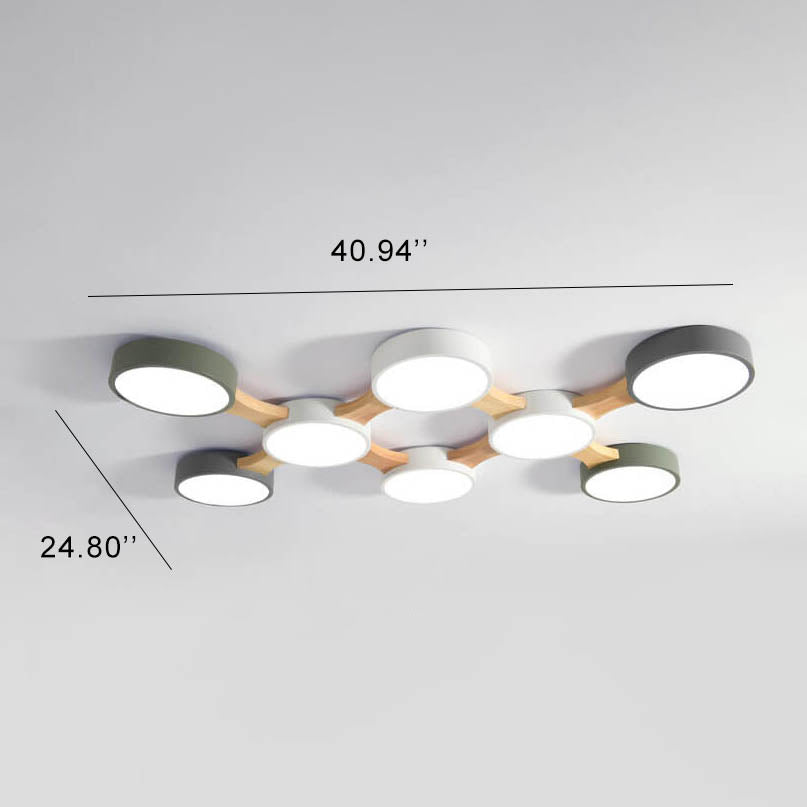 Modern Macaron Circle 3/4/5/8-Light LED Flush Mount