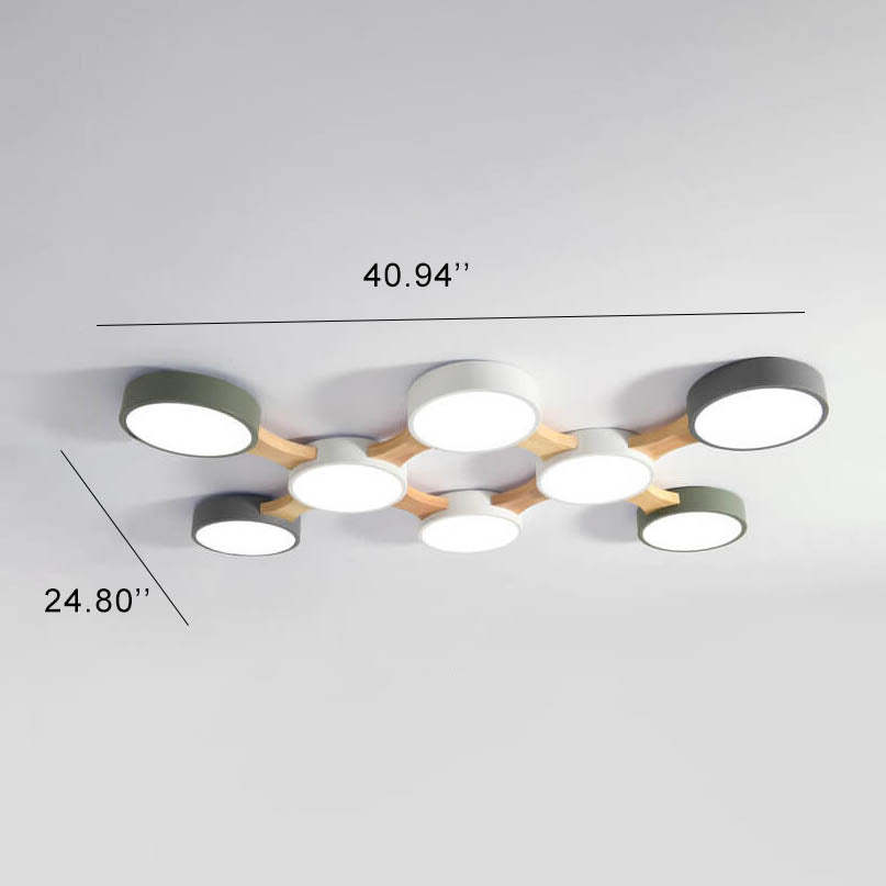 Modern Macaron Circle 3/4/5/8-Light LED Flush Mount
