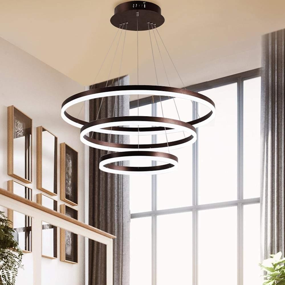 3 Circle Graduated Bedroom Pendant Lights Remote Control Pendant Lighting-Lighom