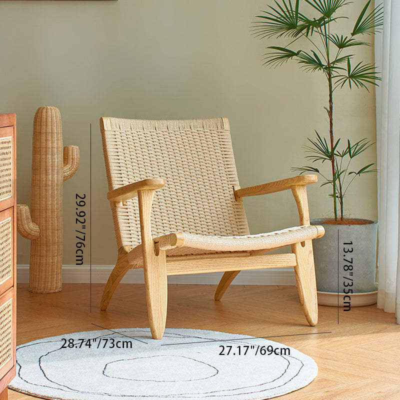Scandinavian Wood Rattan Armchair