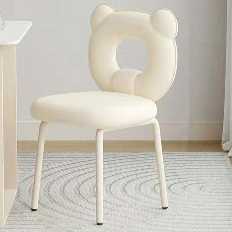 Square Iron Wool Vanity Stool — White