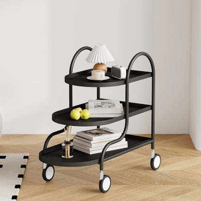 Minimalist Steel 3-Tier Side Table — Black