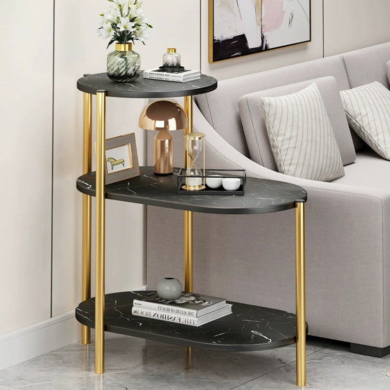 Contemporary Luxury Oval Iron Wood End Table