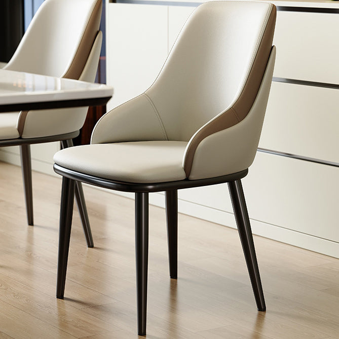Minimalist Curved Leather Iron Chair