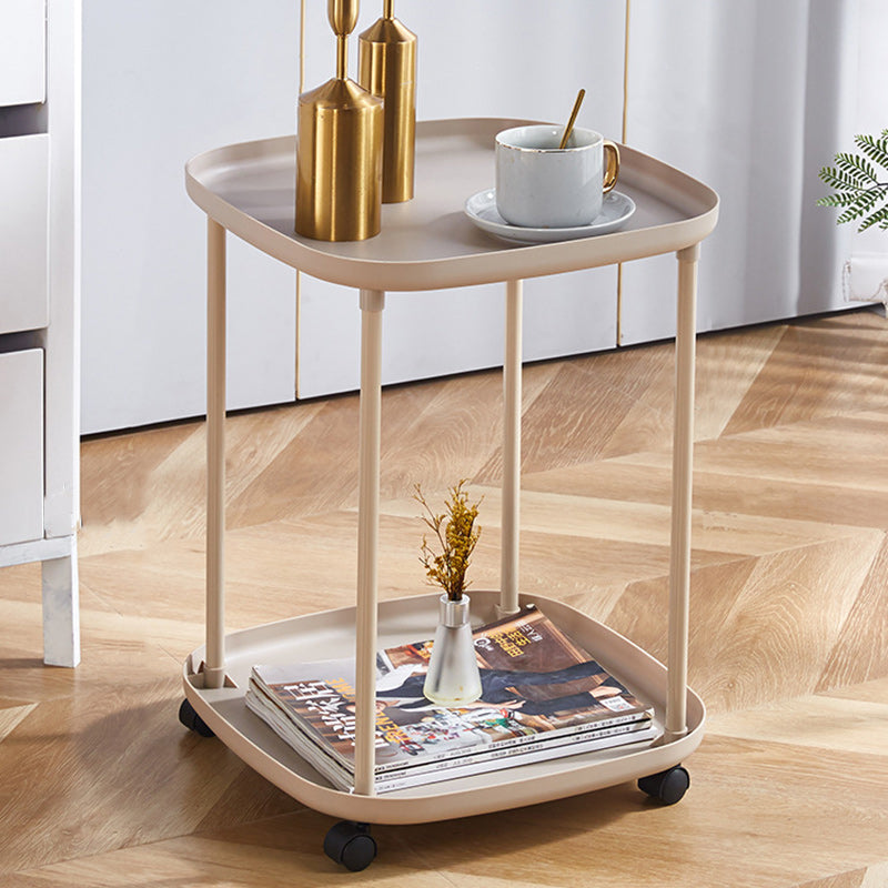 Nordic Square Steel 2-Tier End Table — Khaki