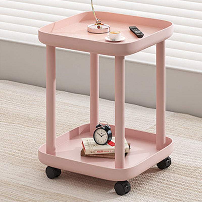 Nordic Square Steel 2-Tier End Table — Pink
