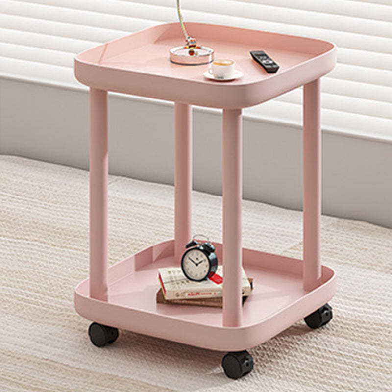 Nordic Square Steel 2-Tier End Table — Pink