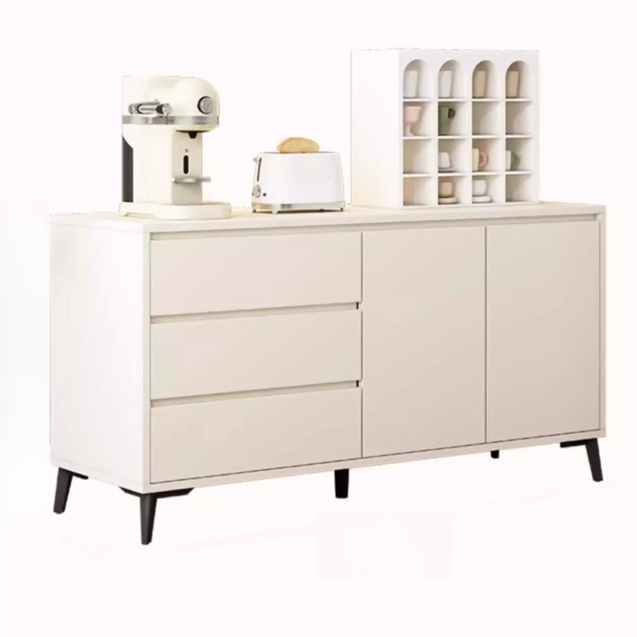 White Slab Wood Sideboard with Drawers