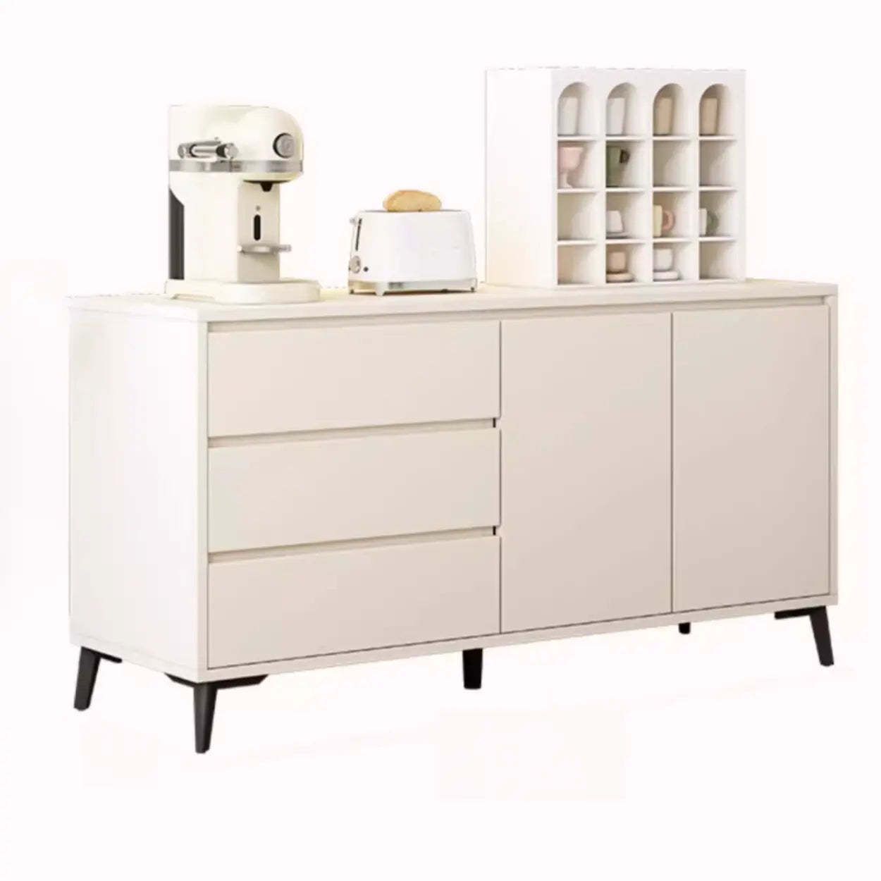 White Slab Wood Sideboard with Drawers