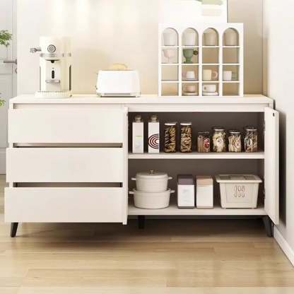 White Slab Wood Sideboard with Drawers