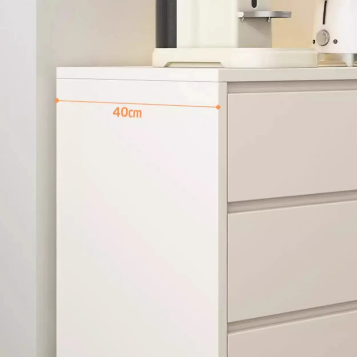 White Slab Wood Sideboard with Drawers — White