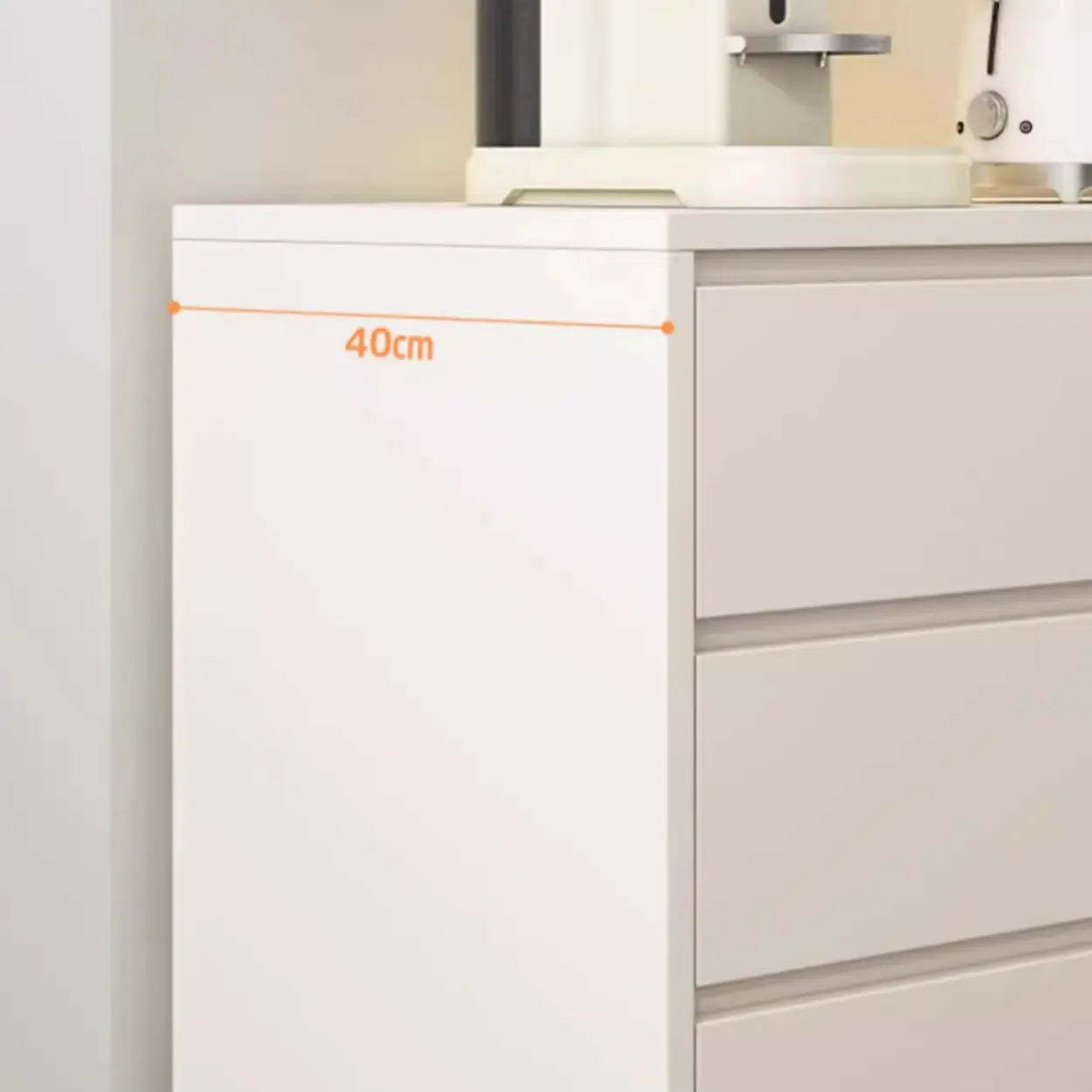 White Slab Wood Sideboard with Drawers — White