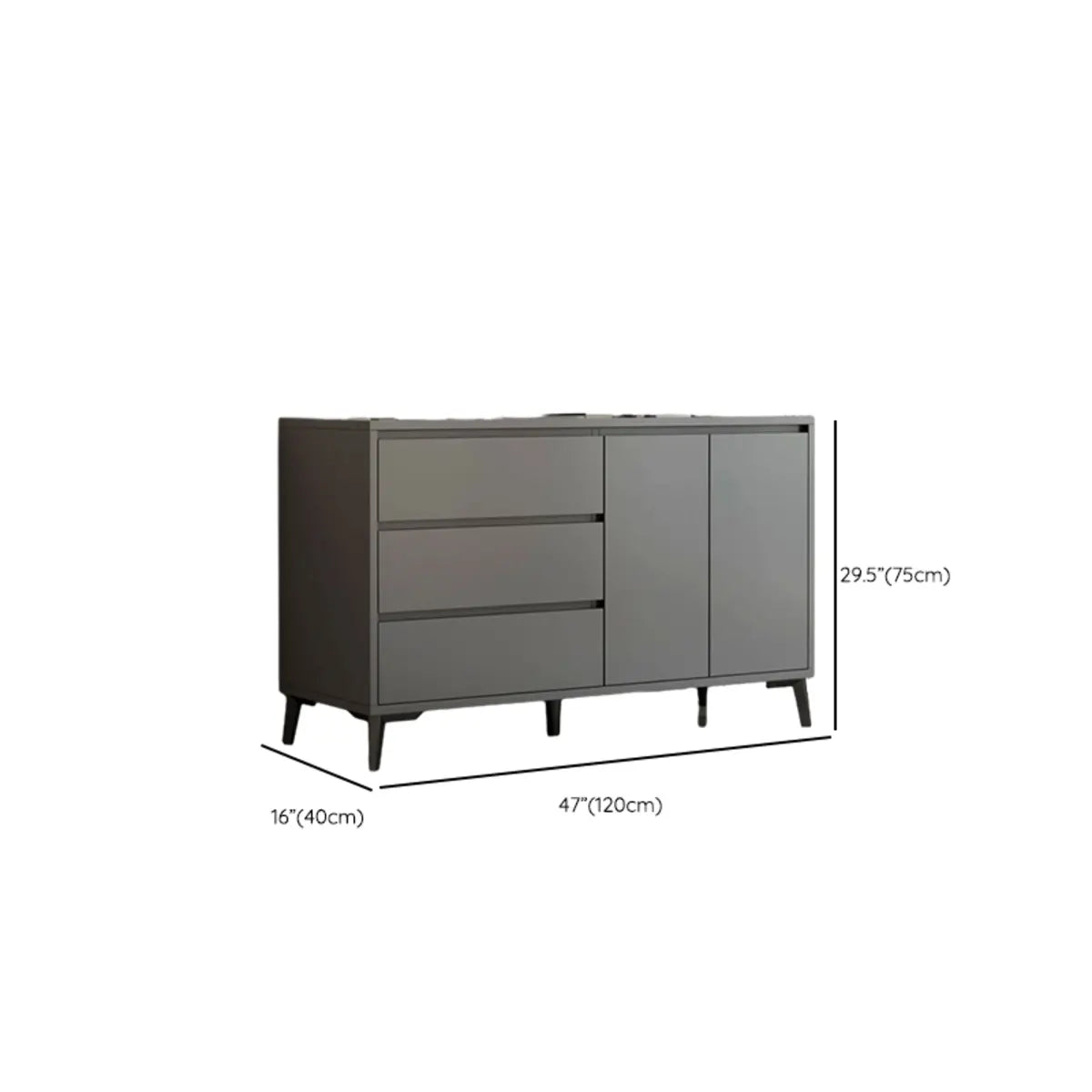 White Slab Wood Sideboard with Drawers