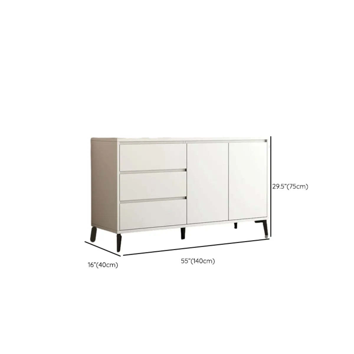 White Slab Wood Sideboard with Drawers