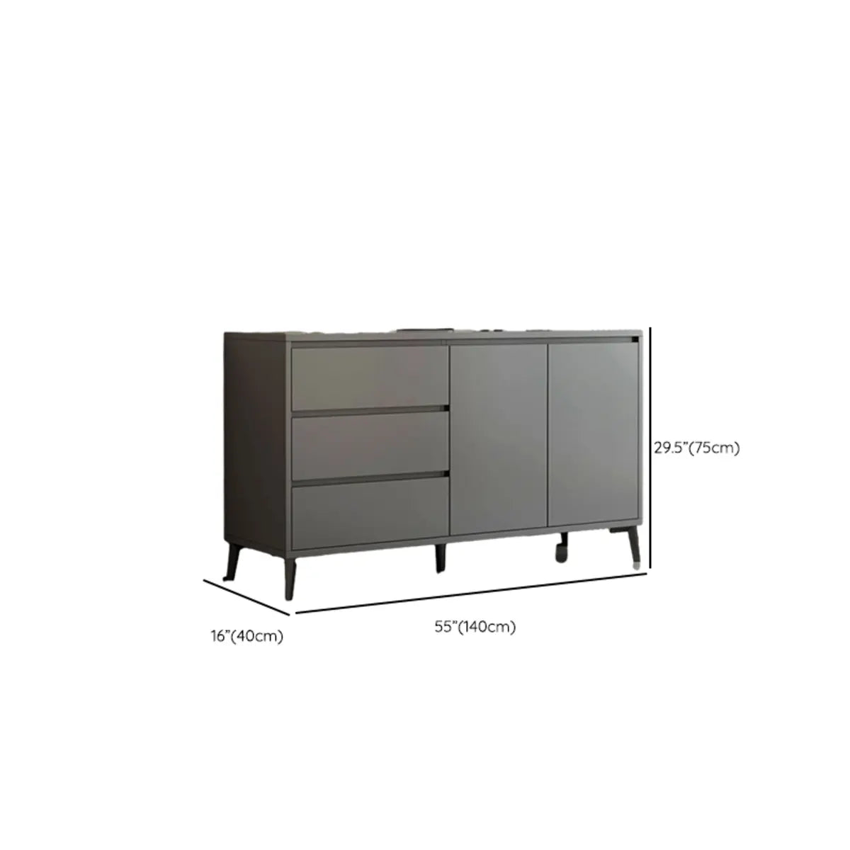 White Slab Wood Sideboard with Drawers
