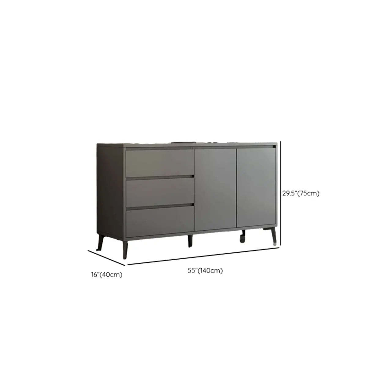 White Slab Wood Sideboard with Drawers