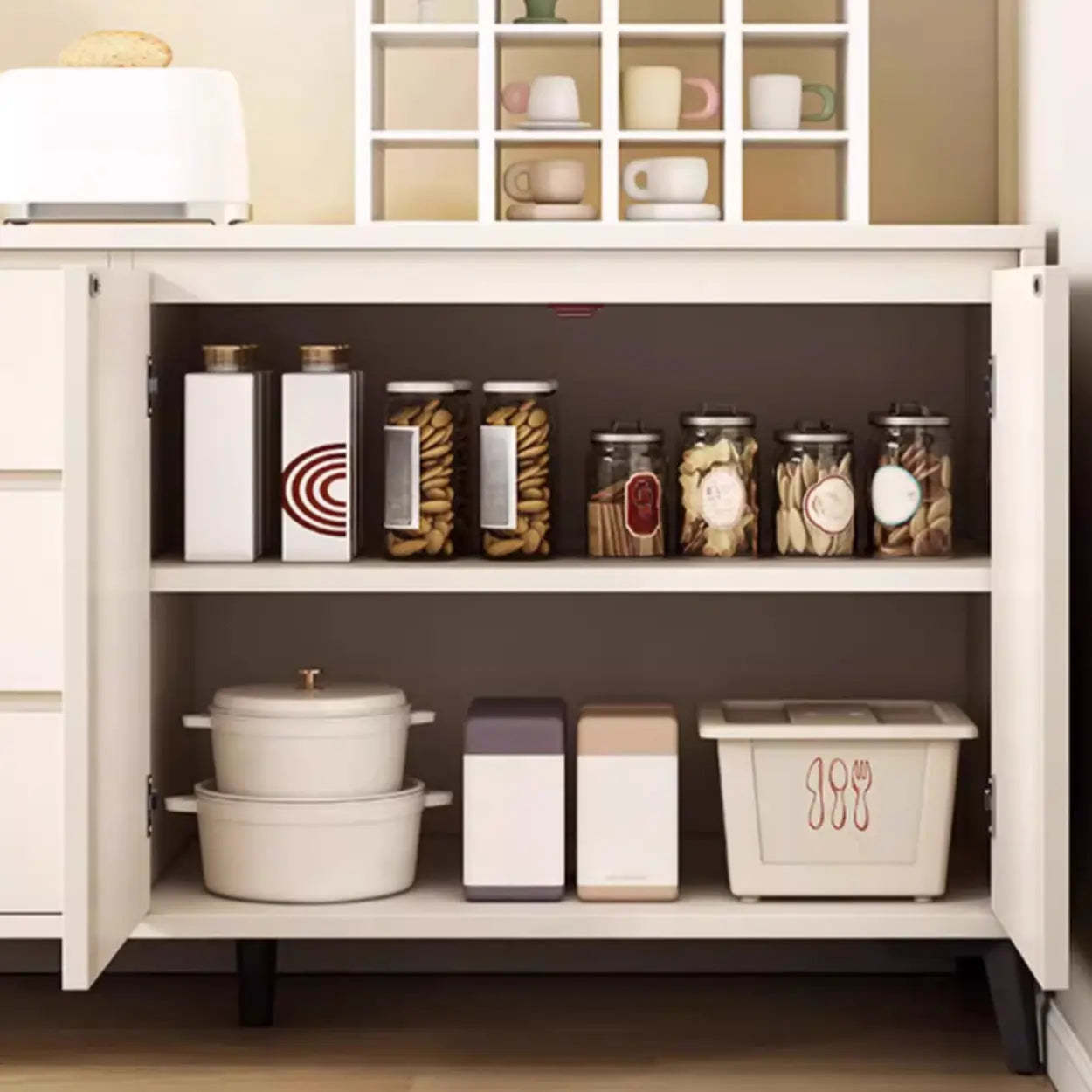 White Slab Wood Sideboard with Drawers