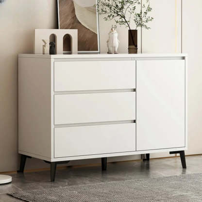 White Slab Wood Sideboard with Drawers