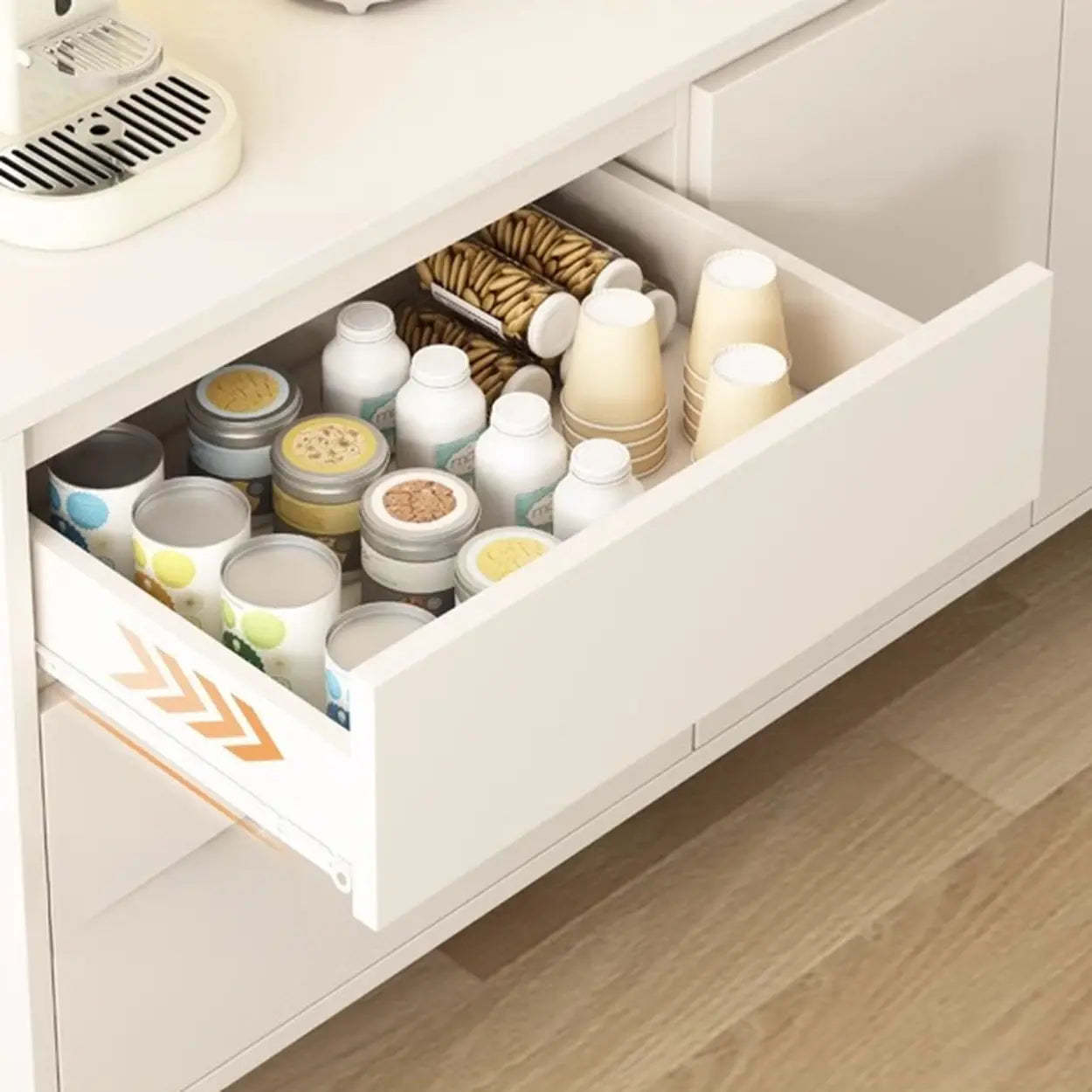 White Slab Wood Sideboard with Drawers