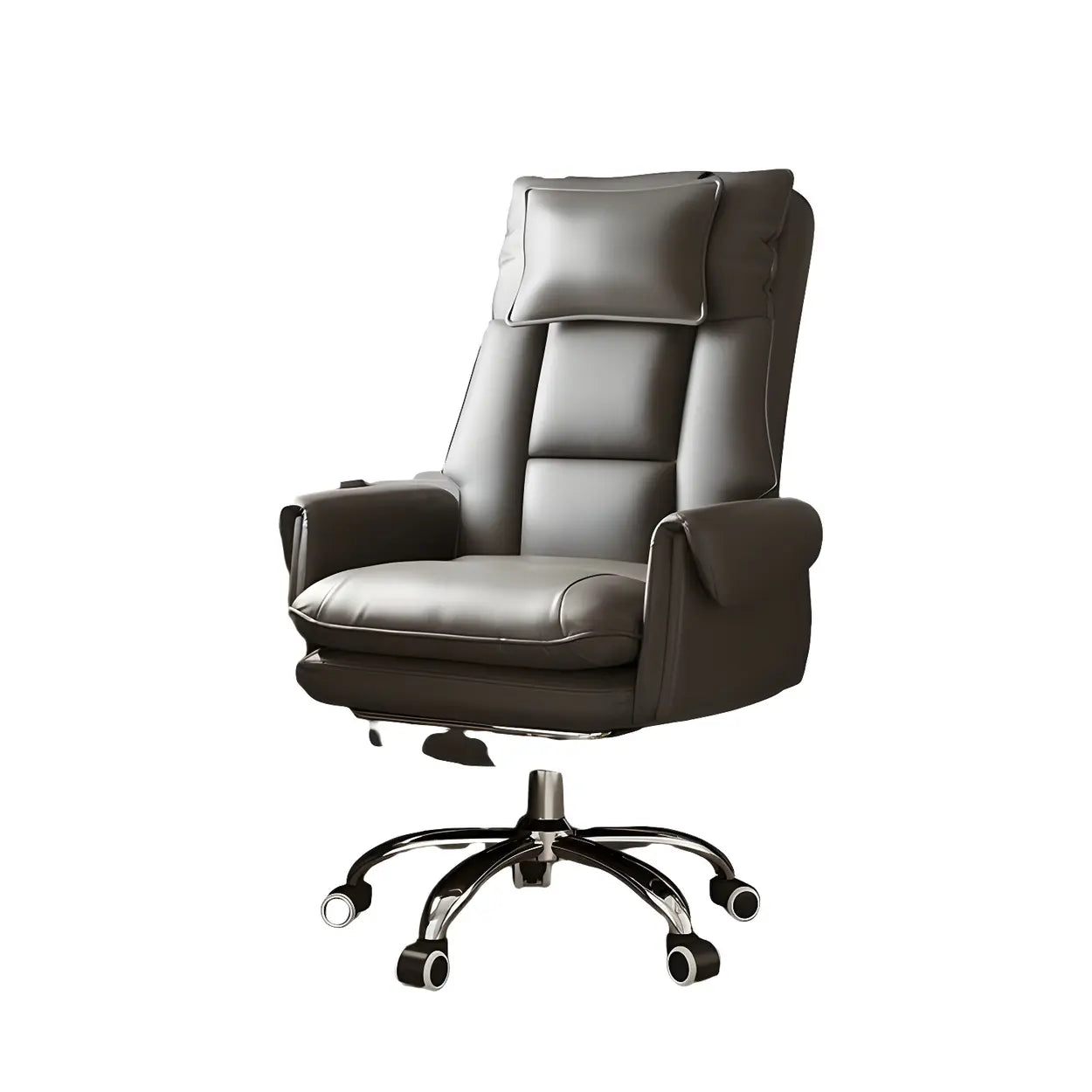 Ergonomic Leather Executive Office Chair — White/ Orange / Without Footrest