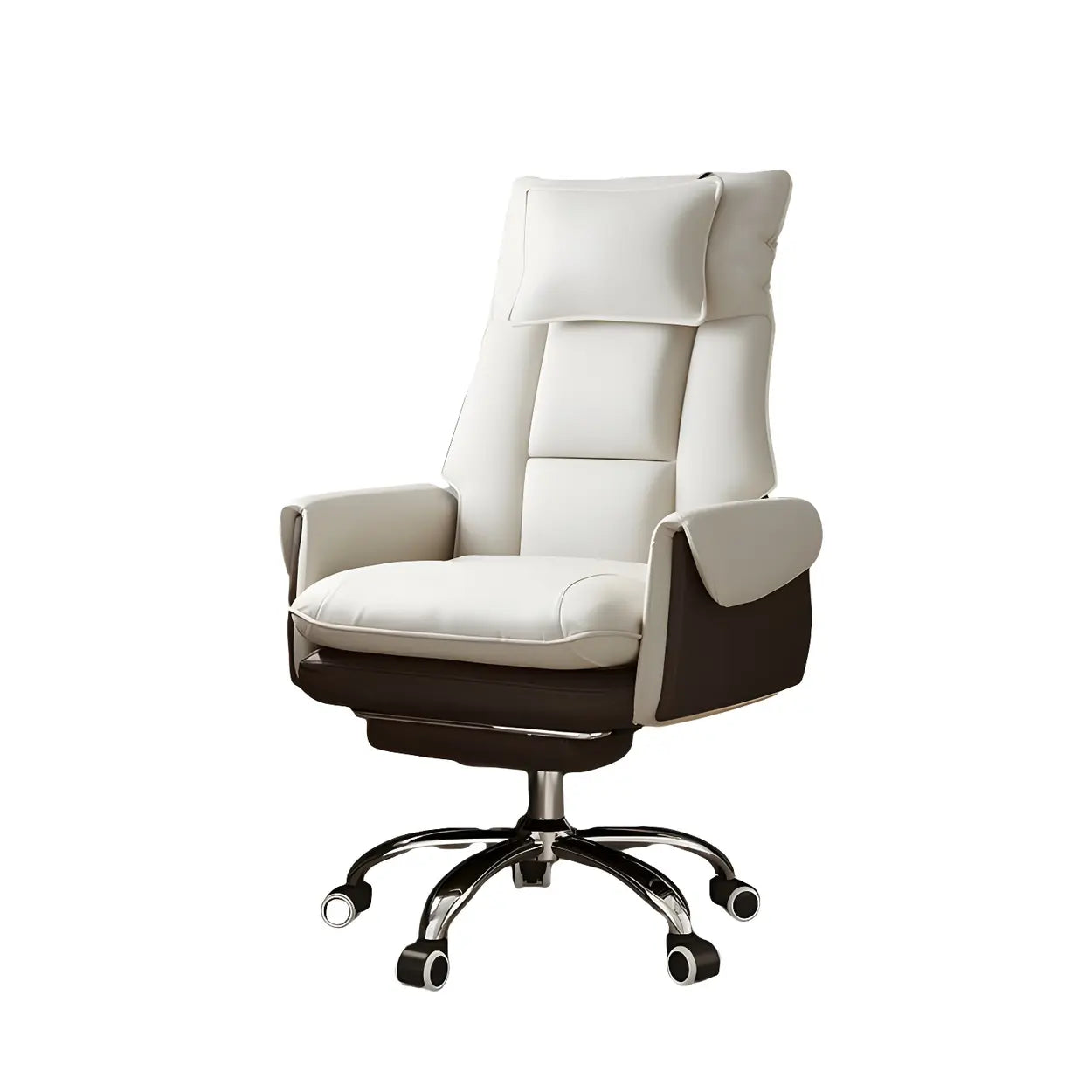 Ergonomic Leather Executive Office Chair — Black / Without Footrest