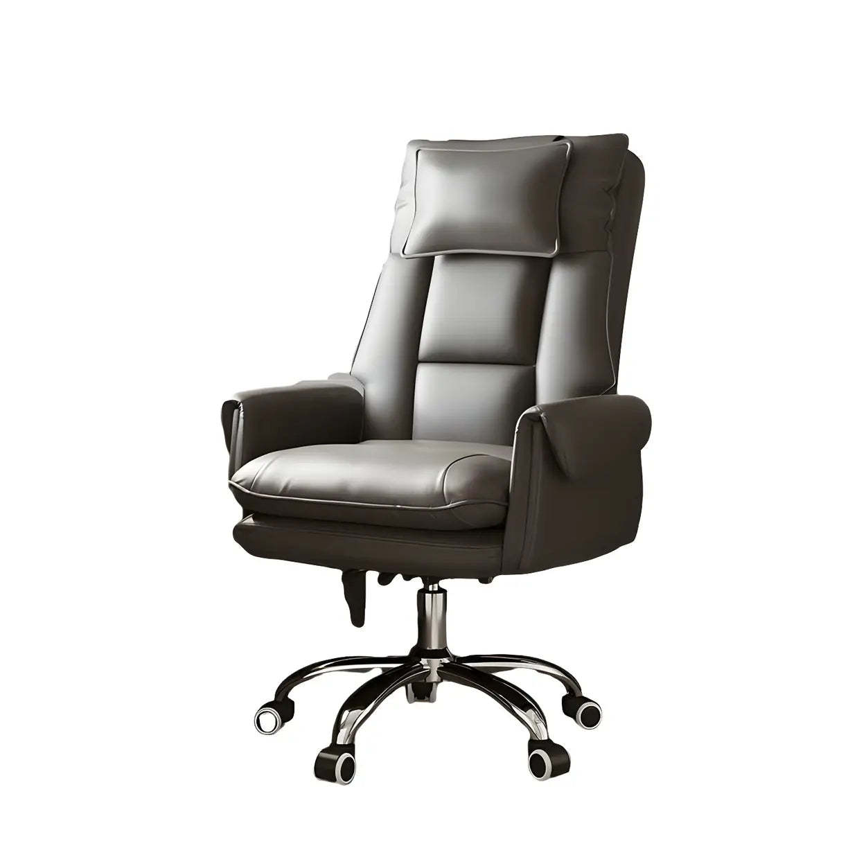 Ergonomic Leather Executive Office Chair — Beige / With Footrest