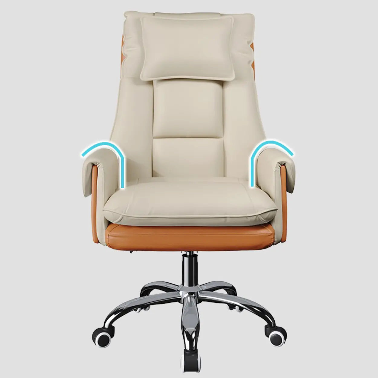 Ergonomic Leather Executive Office Chair — White-Black / With Footrest