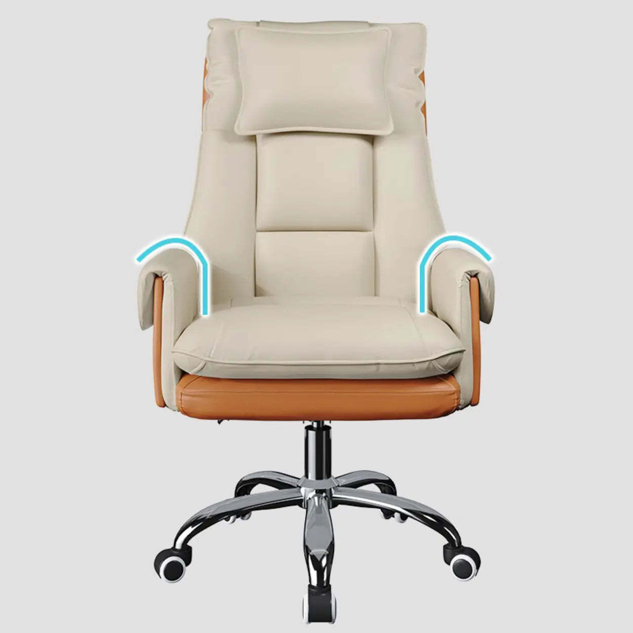 Ergonomic Leather Executive Office Chair — White-Black / With Footrest