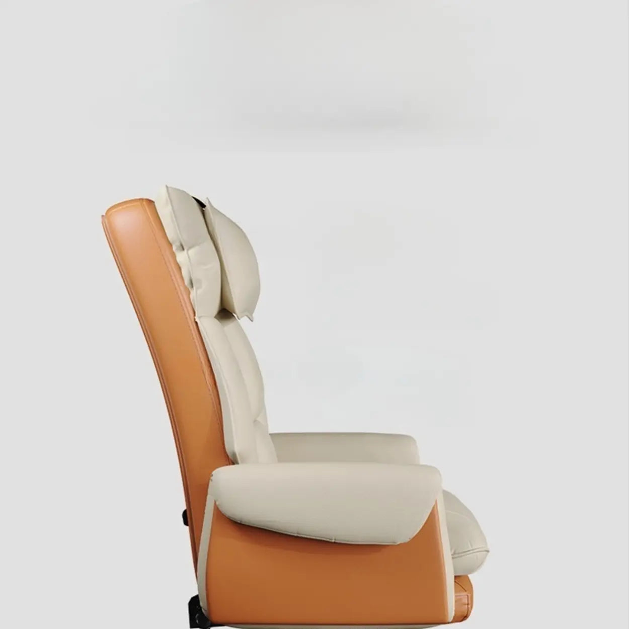 Ergonomic Leather Executive Office Chair — White-Brown / With Footrest
