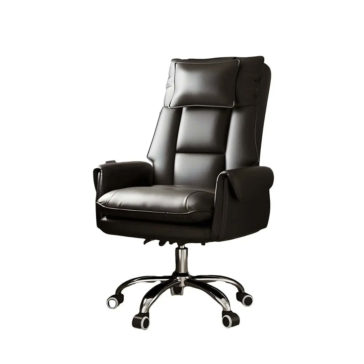 Ergonomic Leather Executive Office Chair — White-Brown / Without Footrest