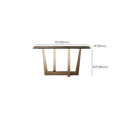 Sleek Black Stone Top Gold Abstract Console Table