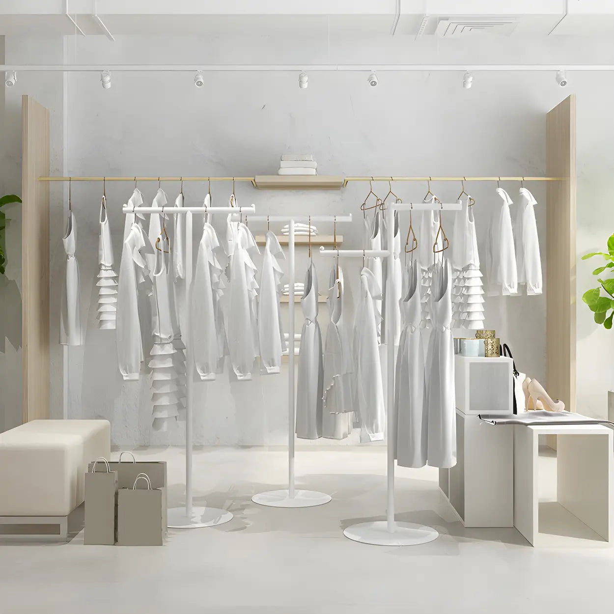 Sleek Metal Freestanding Coat Rack — Light Gold