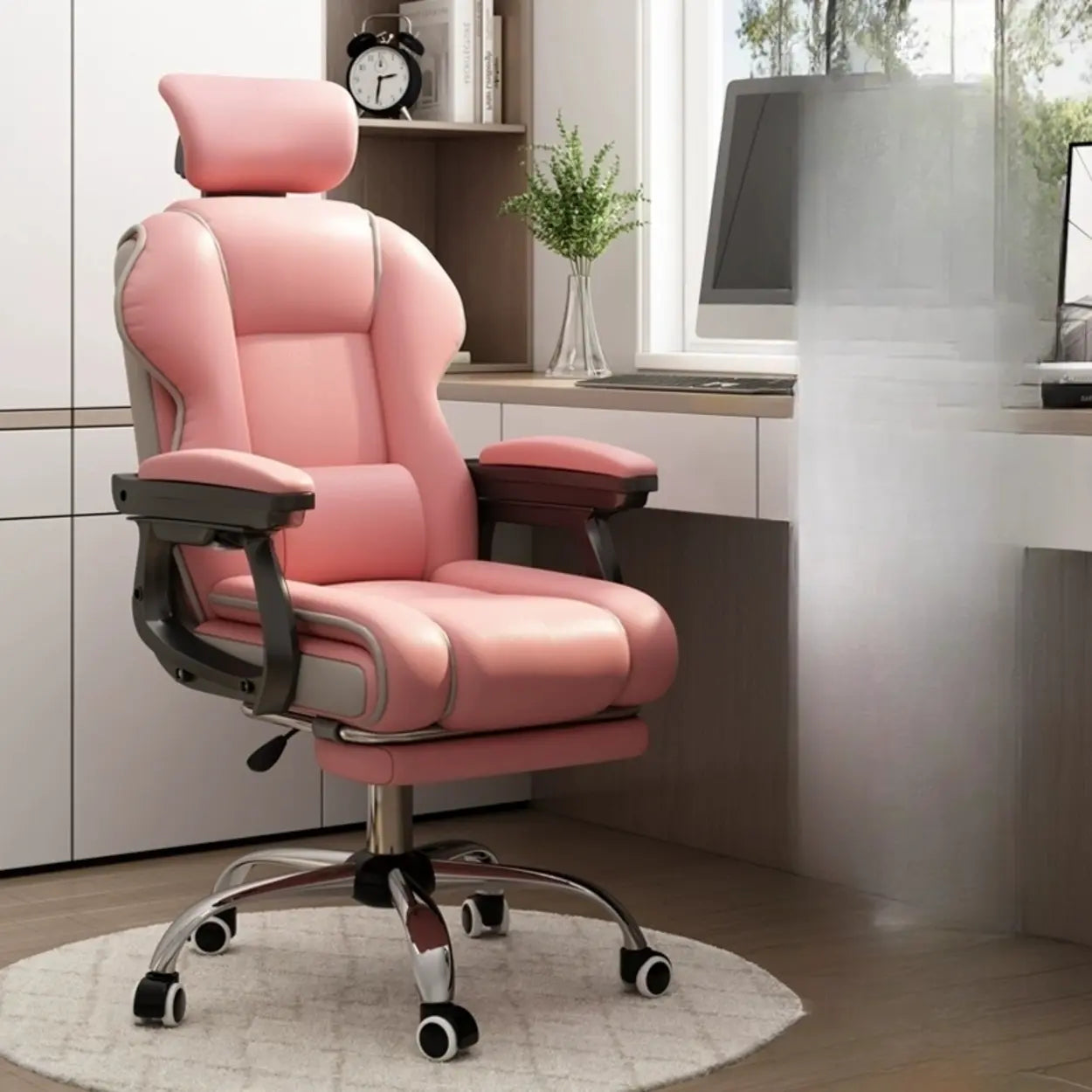 Sleek High-Back Leather Steel Executive Office Chair