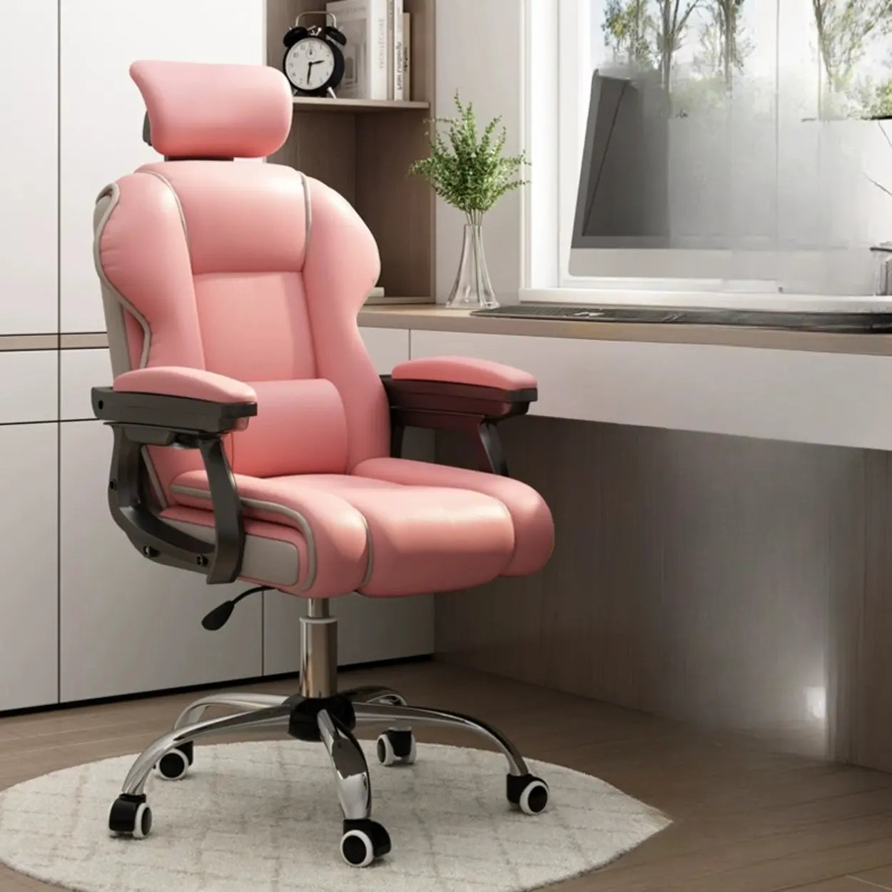 Sleek High-Back Leather Steel Executive Office Chair