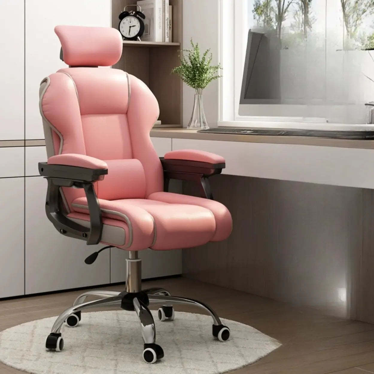 Sleek High-Back Leather Steel Executive Office Chair