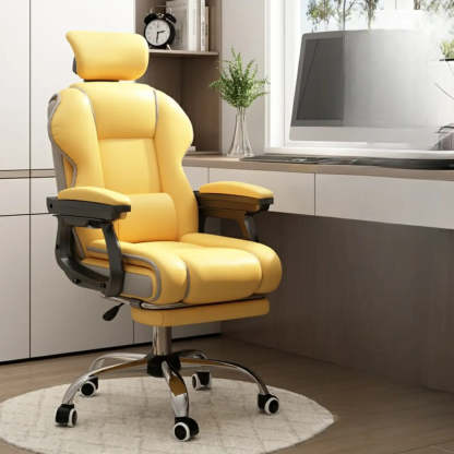Sleek High-Back Leather Steel Executive Office Chair