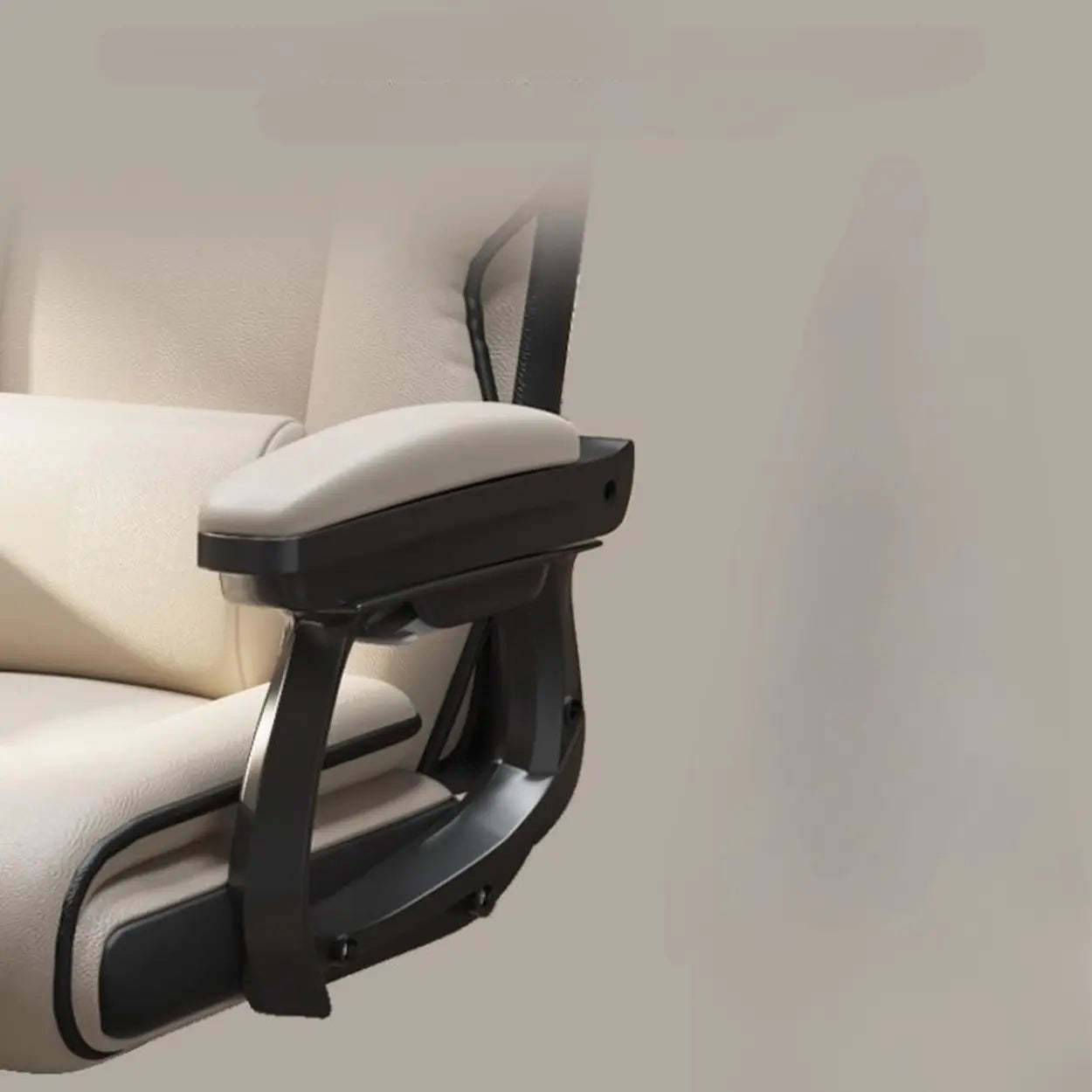 Sleek High-Back Leather Steel Executive Office Chair — White / Without Footrest / Latex