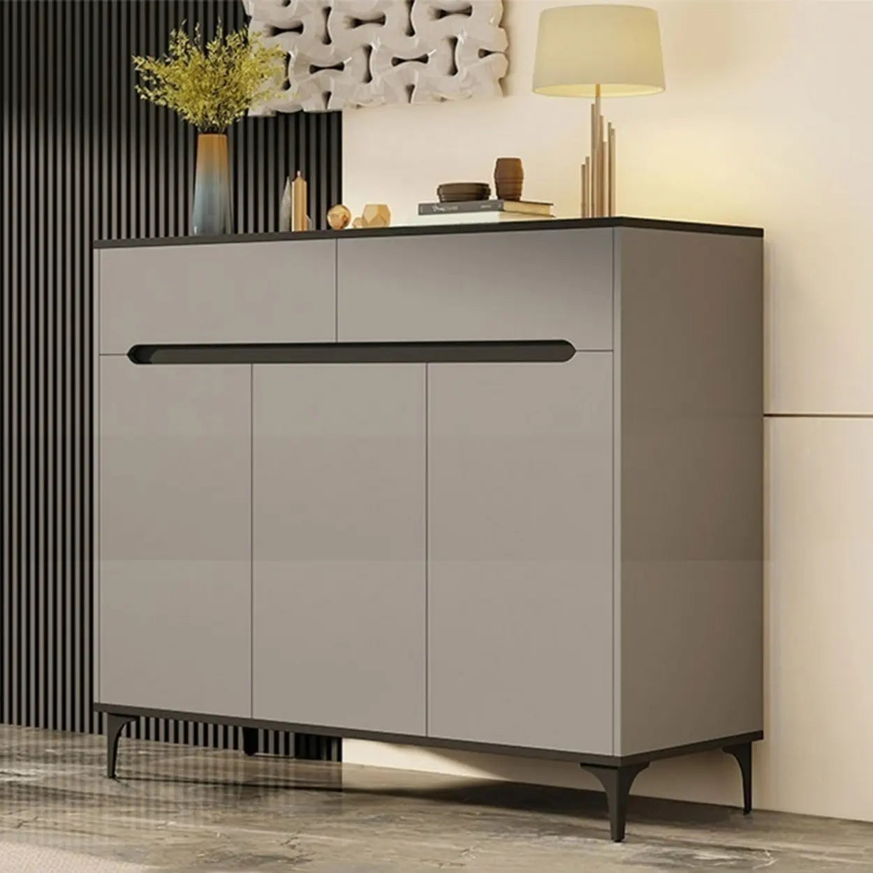 Sleek Engineered Wood White Shoe Storage Cabinet