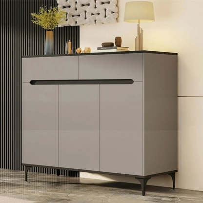 Sleek Engineered Wood White Shoe Storage Cabinet